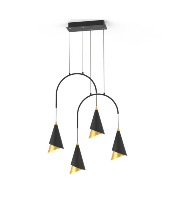 Suspension LED Raalto Acrylique,acier,aluminium Noir,Or