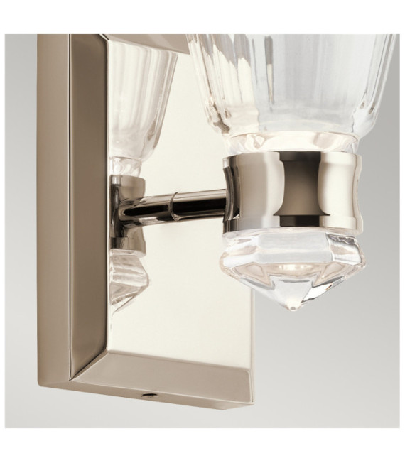 Kichler Wandleuchte Aluminium, Stahl, transparentes facettiertes Glas, poliertes Nickel