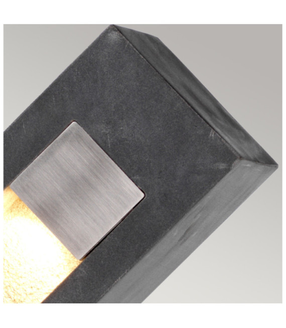 Lámpara de pie para exterior Parkstone de cristal, acero inoxidable 316, piedra de basalto con acero inoxidable