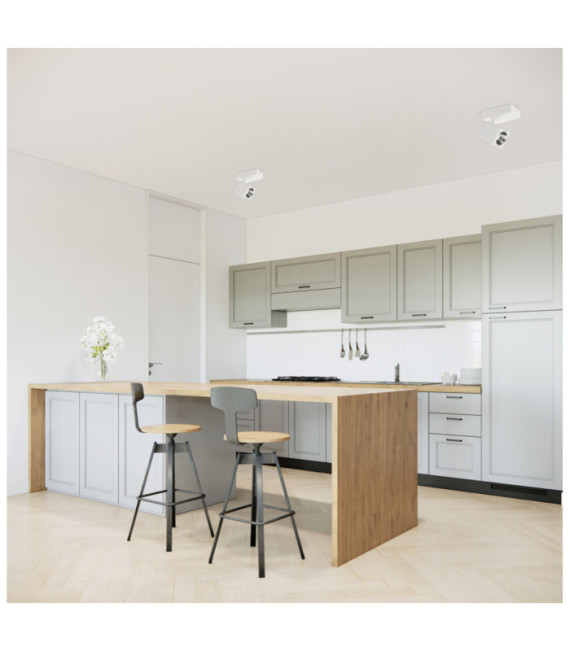 Spot Aveiro Acier,Aluminium Blanc