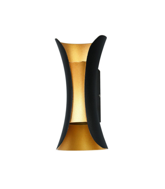 Lampada da parete per esterno Dante. Fusione di alluminio Oro, nero sabbiato