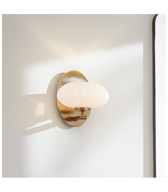 Wandleuchte Badezimmer Kichler Steel, satiniertes Opalglas Fox Gold
