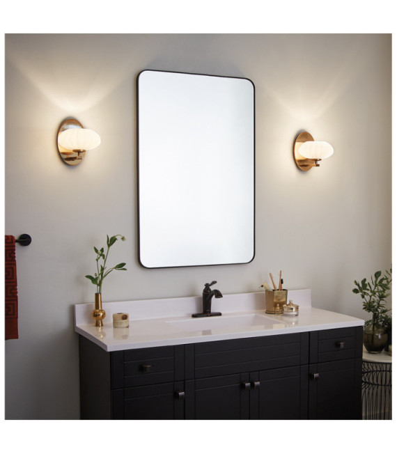 Wall light Bathroom Kichler Steel, satin etched opal glass Fox Gold