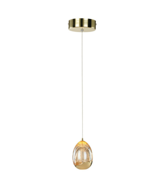 Lámpara colgante Huelto Acrílico, acero, aluminio Oro champán