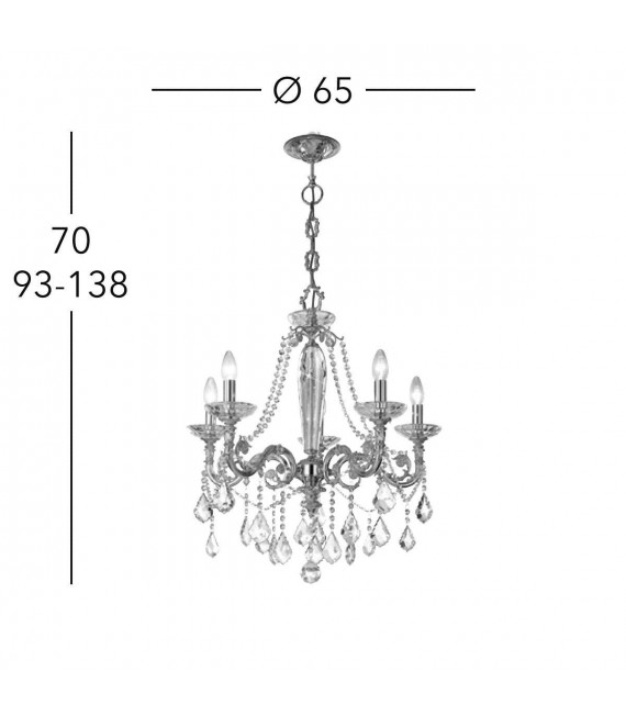 Kristallleuchter CONTARINI CRYSTAL Antik Messing 5 Glühbirnen