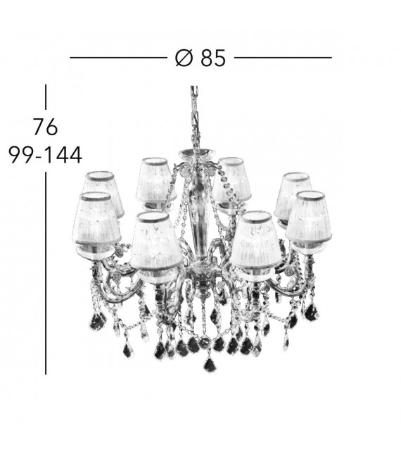 Chandelier en cristal CONTARINI CRYSTAL laiton antique 8 ampoules