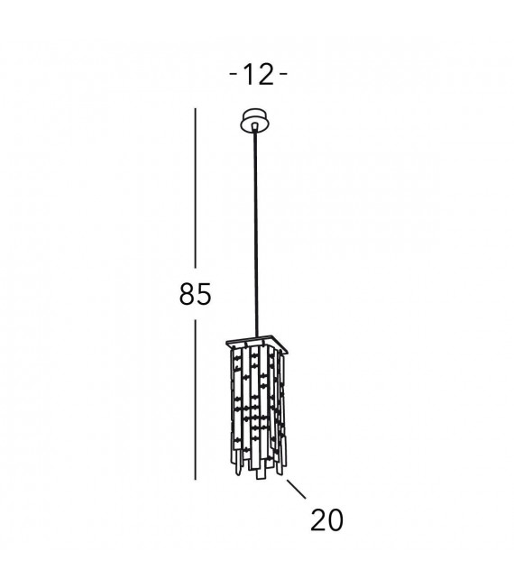 Suspension design en cristal PRISMA chrome 1 ampoule