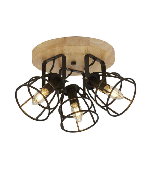 Vision multiple spotlight Mild steel Wood, Matte Black