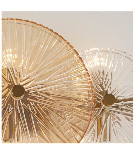 Plafonnier Wagon Acier doux,verre Laiton