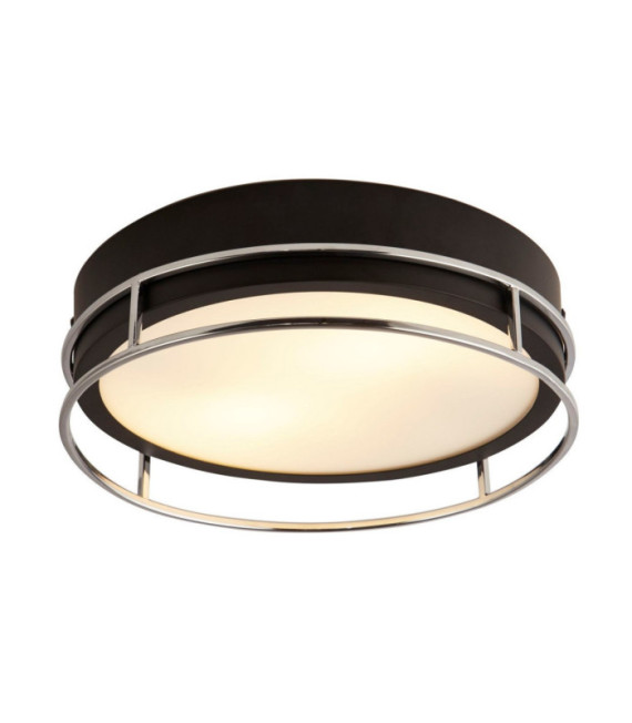 Lámpara de techo Baño Phoenix Acero dulce, vidrio Negro