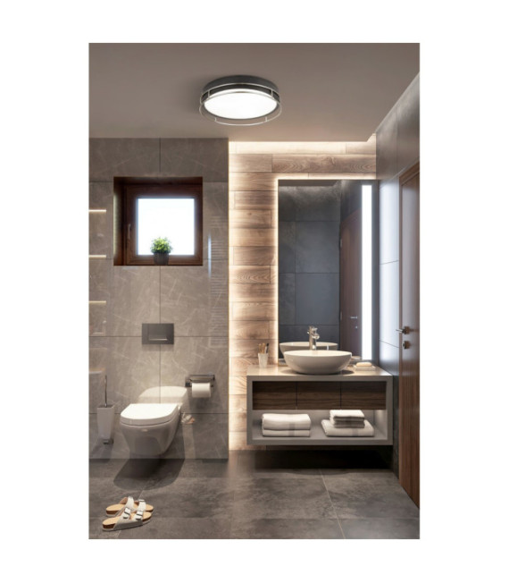 Deckenleuchte Badezimmer Phoenix Baustahl, Glas Schwarz