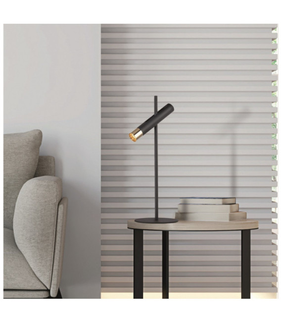 Lampada da tavolo a LED Cilindro Acciaio Oro, Nero Sabbia