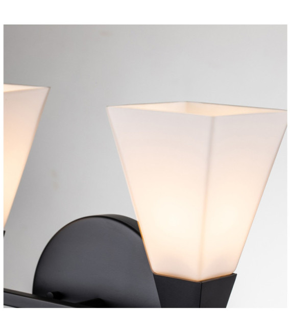 Lampada da parete per bagno Bowtie in vetro opale, acciaio nero opaco