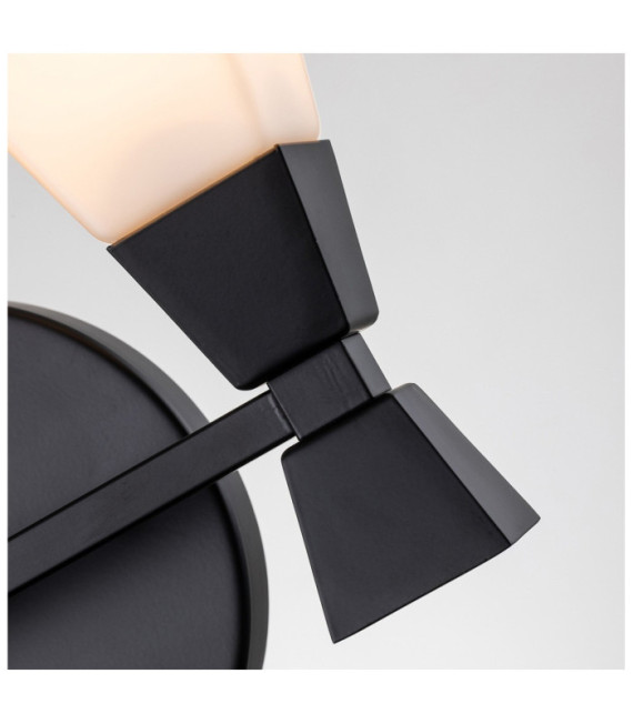 Lampada da parete per bagno Bowtie in vetro opale, acciaio nero opaco