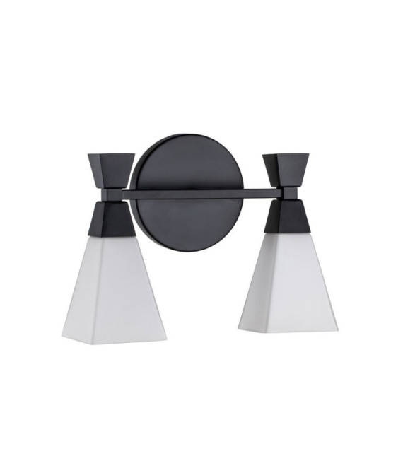 Bowtie Bathroom Wall Light Opal Glass, Matte Black Steel