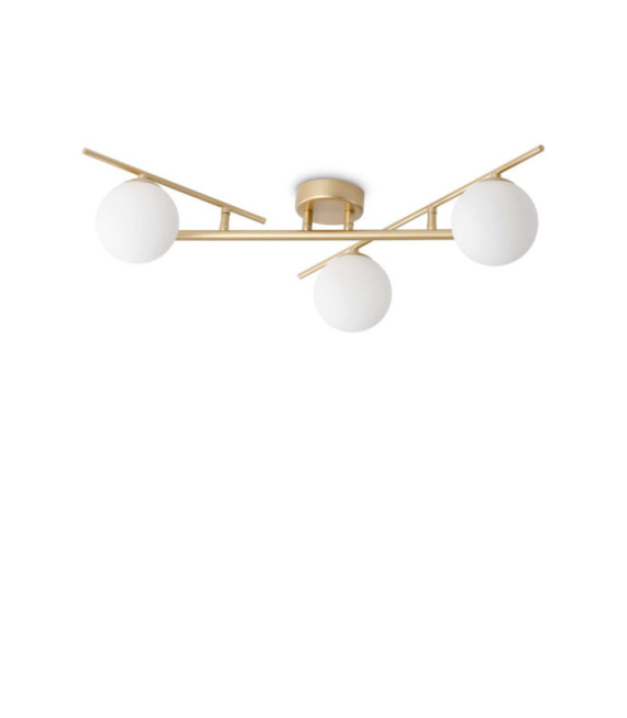 Atlas Deckenleuchte aus Glas, Metall und Messing
