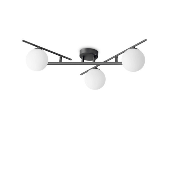 Lámpara de techo Atlas de cristal, metal negro