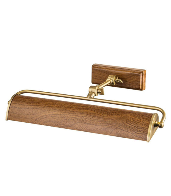 Winchfield Picture Light, Aged Brass Steel, Oak Effect