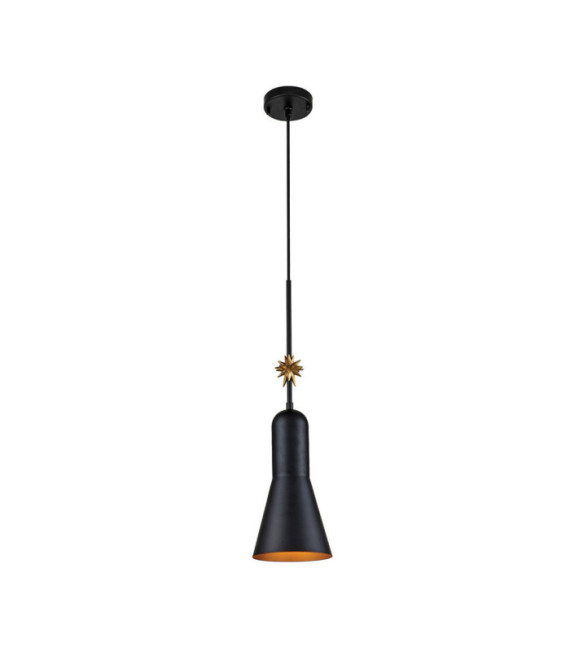 Suspension Etoile Résine,Acier Noir mat, feuille d'or