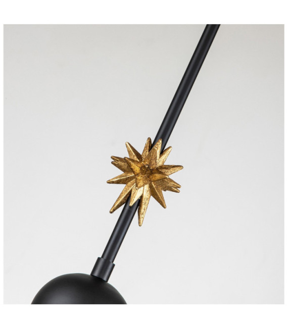 Colgante Estrella Resina, Acero Negro mate, pan de oro