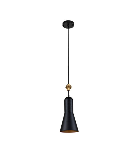 Suspension Etoile Résine,Acier Noir mat, feuille d'or