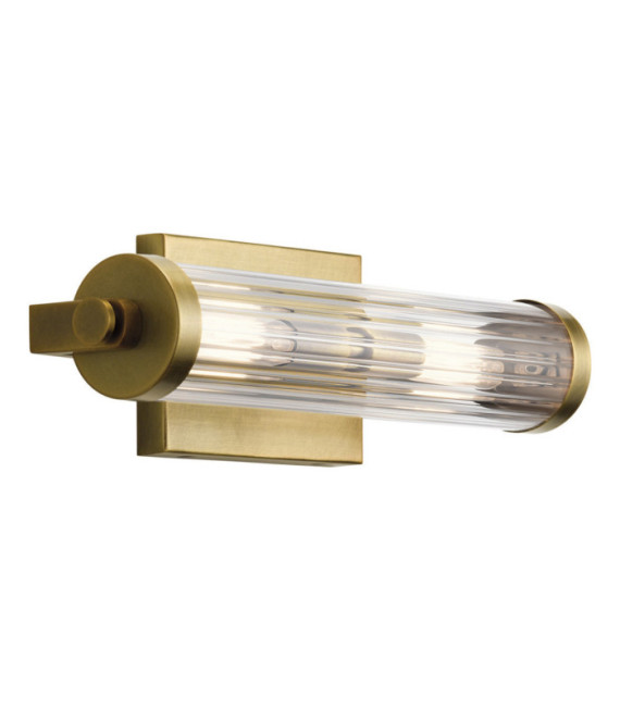 Lampada da parete Bagno Kichler Acciaio, vetro scanalato trasparente Ottone naturale