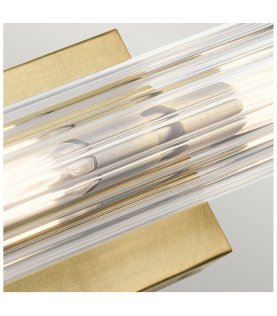 Wandleuchte Badezimmer Kichler Stahl, transparentes geriffeltes Glas Naturmessing