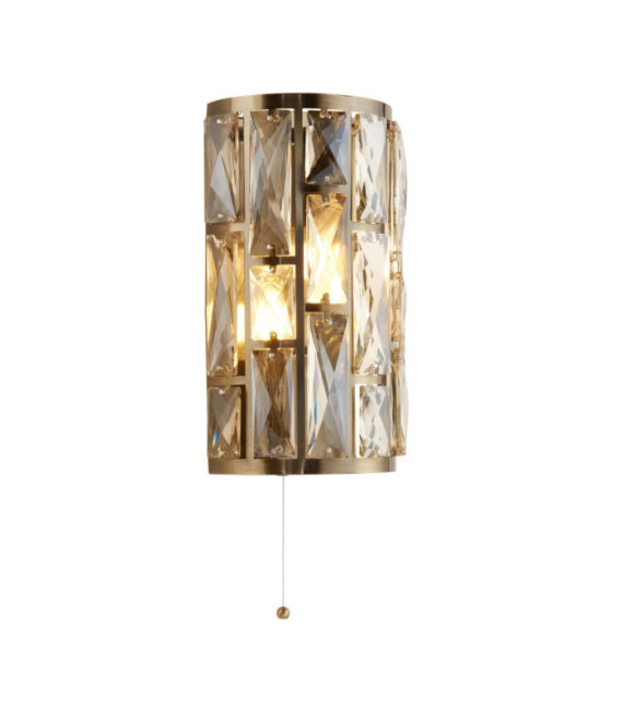 Bijou-Wandleuchte, Weichstahl, Glas, antikes Messing
