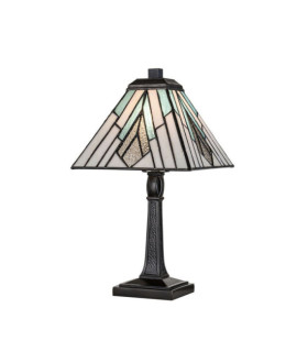Alderley Tischlampe Stahl, Kunstglas Vintage Bronze