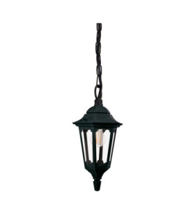 Lámpara colgante de exterior Parish Vidrio transparente, aluminio fundido Negro