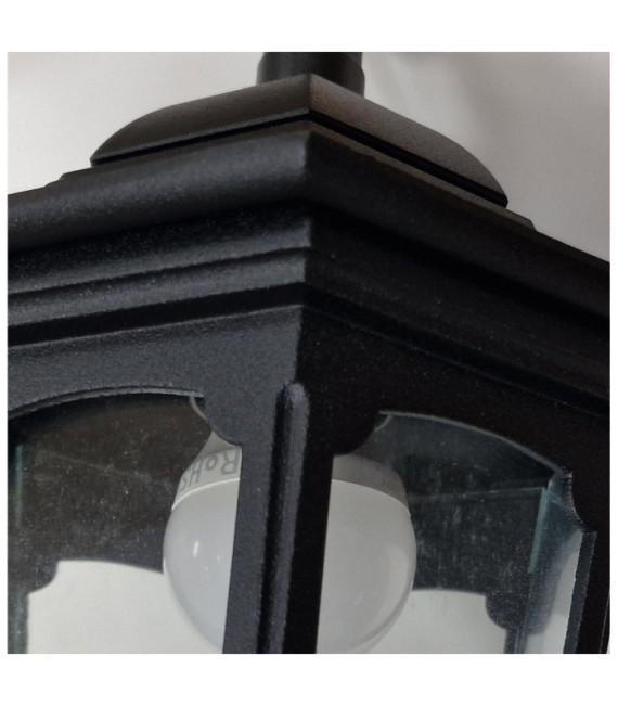 Lámpara colgante de exterior Parish Vidrio transparente, aluminio fundido Negro