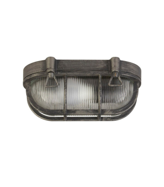 Lampada da terra per esterni Bulkhead Alluminio Nero Argento, Trasparente