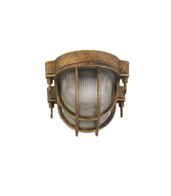 Bulkhead Outdoor Floor Lamp Clear Aluminum, Black Gold