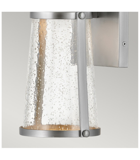 Hinkley Outdoor Wall Sconce Clear Seeded Glass, Weather Resistant Composite, Painted Satin Nickel
