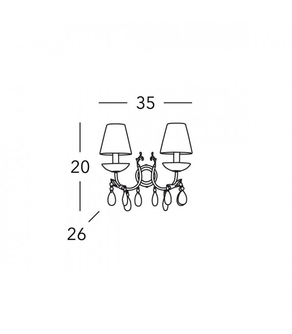 Applique in cristallo VICTORIA 2 oro 24 carati 2 lampadine