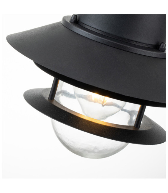 Außenwandleuchte Copenhagen Transparentes Glas, Edelstahl 304 Schwarz