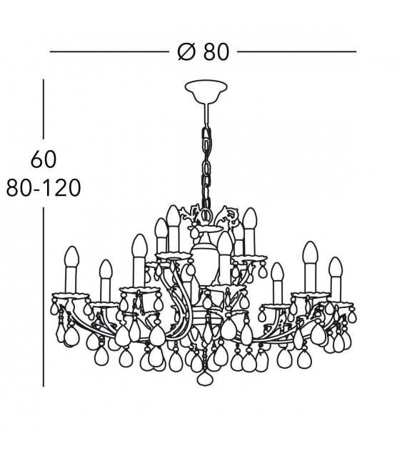 Lampadario VICTORIA 2 in oro 24 carati 12 lampadine