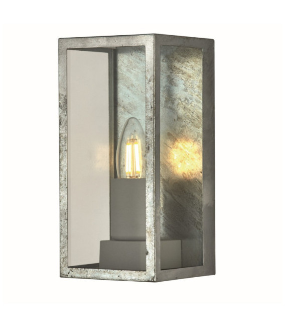Aplique exterior Box Acero dulce Plata, Transparente
