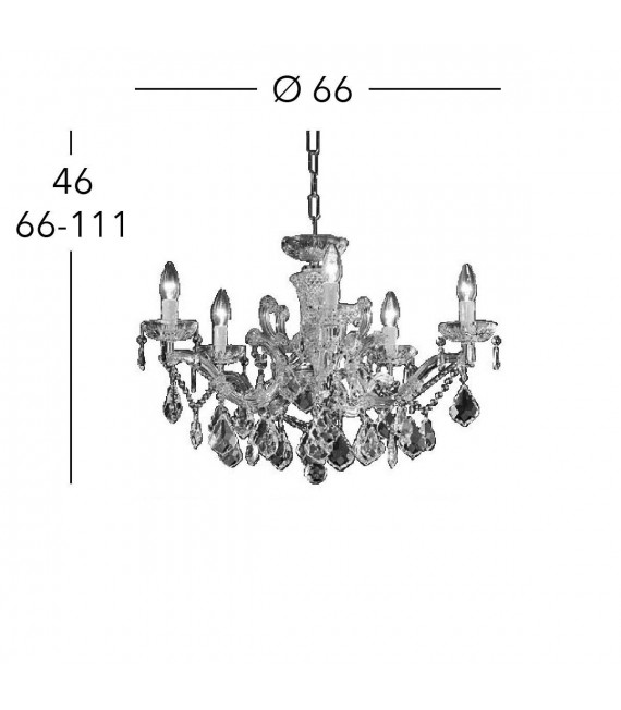 Candelabro de cristal MARIA LOUISE Oro de 24 quilates 5 bombillas