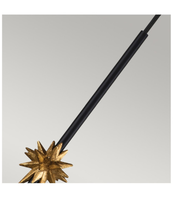 Pendente Stella Resina, Acciaio Nero opaco, foglia oro