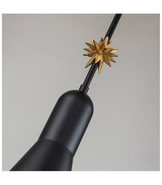 Star Pendant Resin, Steel Matt black, gold leaf