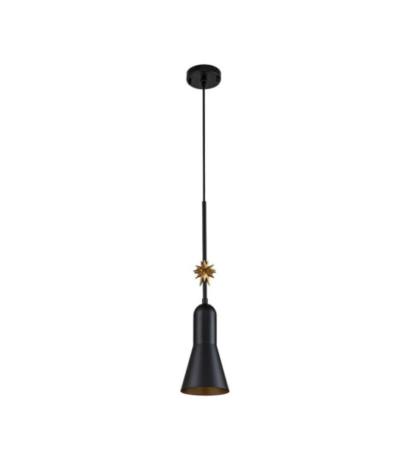 Pendente Stella Resina, Acciaio Nero opaco, foglia oro