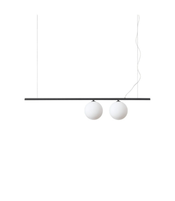 PERLINE Pendelleuchte Glas, schwarzes Metall