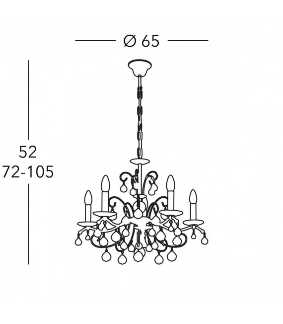 Chandelier en cristal CARMEN 2 chrome 5 ampoules