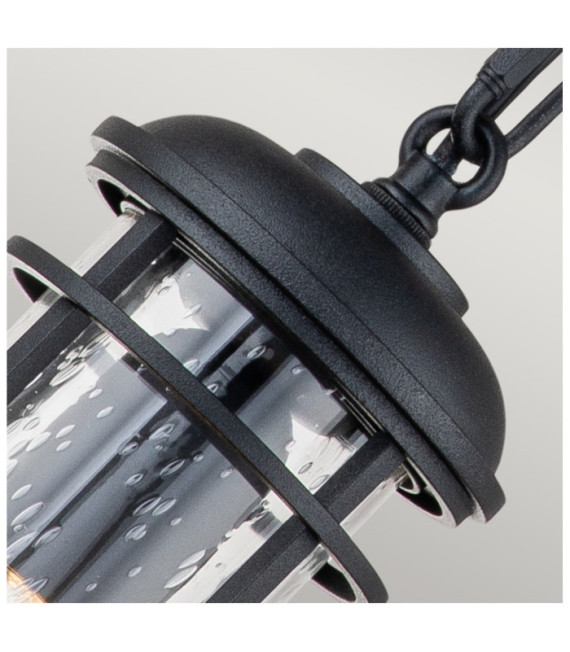 Feiss exterior pendant light Aluminum, steel, transparent grained glass Textured black