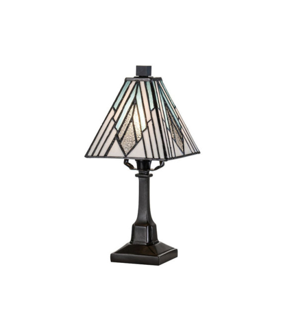 Alderley Tischlampe Stahl, Kunstglas Vintage Bronze