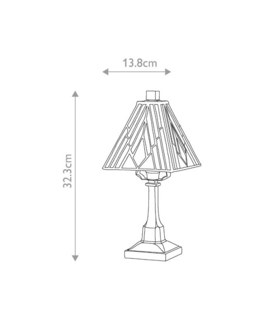 Alderley Tischlampe Stahl, Kunstglas Vintage Bronze