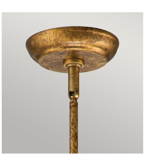 Sun pendant light Steel, K9 cut glass Gold leaf