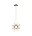 Suspension Sun Acier,verre taillé K9 Feuille d'or