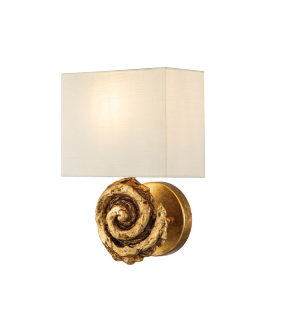 Swirl wall light Linen lampshade, steel, gold leaf resin